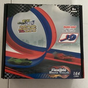 Flexible Race Track Set with Red and Blue Loops